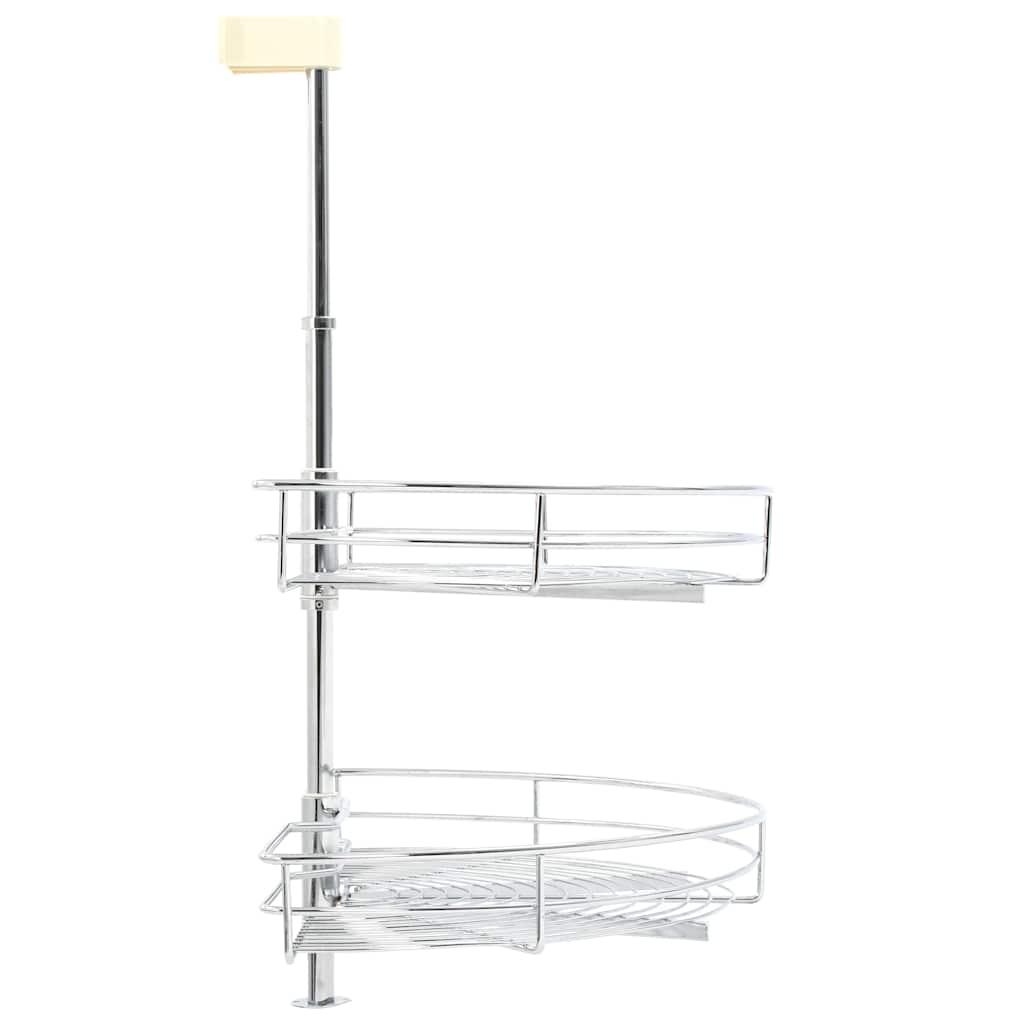 Ράφι Ντουλαπιού Διώροφο Περιστρεφόμενο Ασημί 75x38x80 εκ. Σύρμα