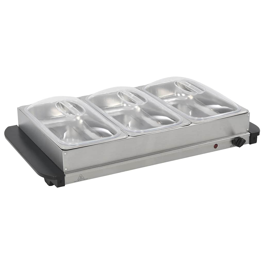 Μπουφές Σερβιρίσματος 300 W 3 x 2,5 Λίτρα από Ανοξείδωτο Ατσάλι