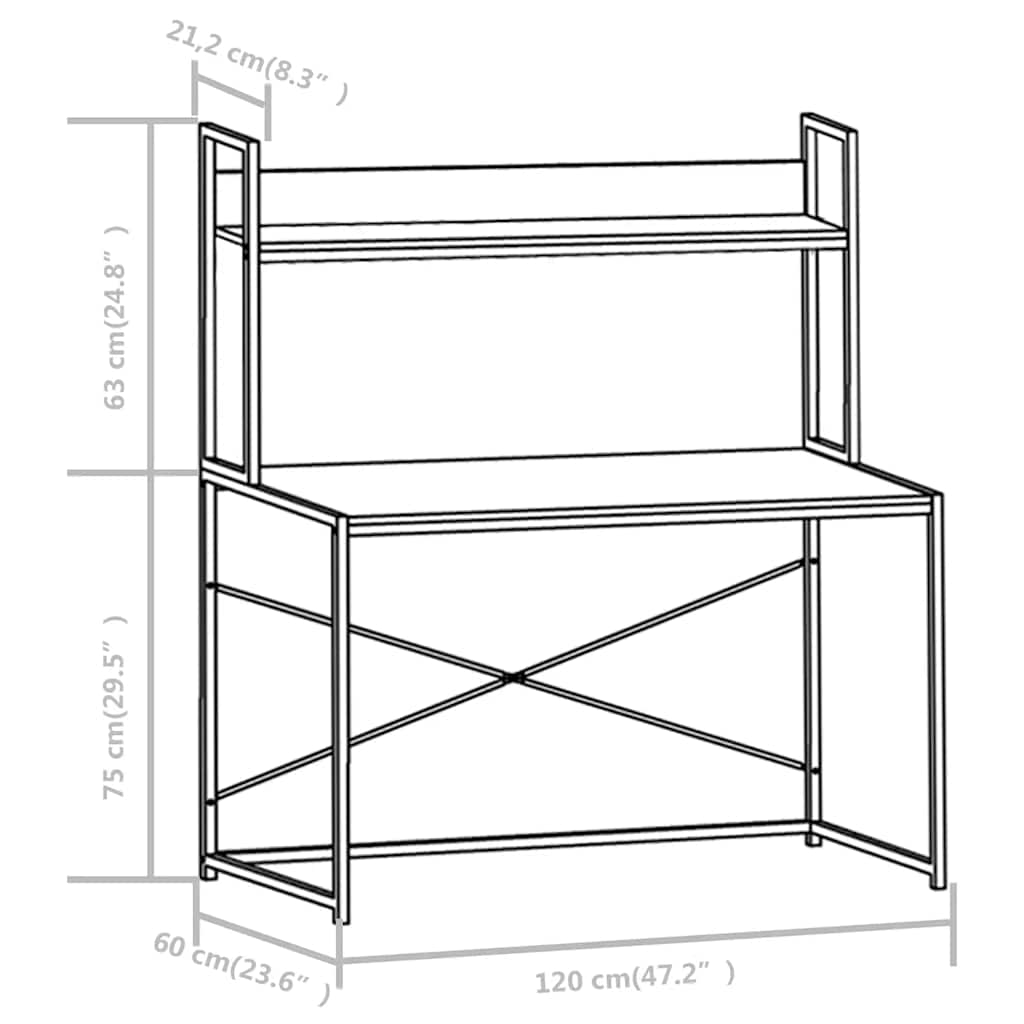 Γραφείο Υπολογιστή Μαύρο 120 x 60 x 138 εκ.