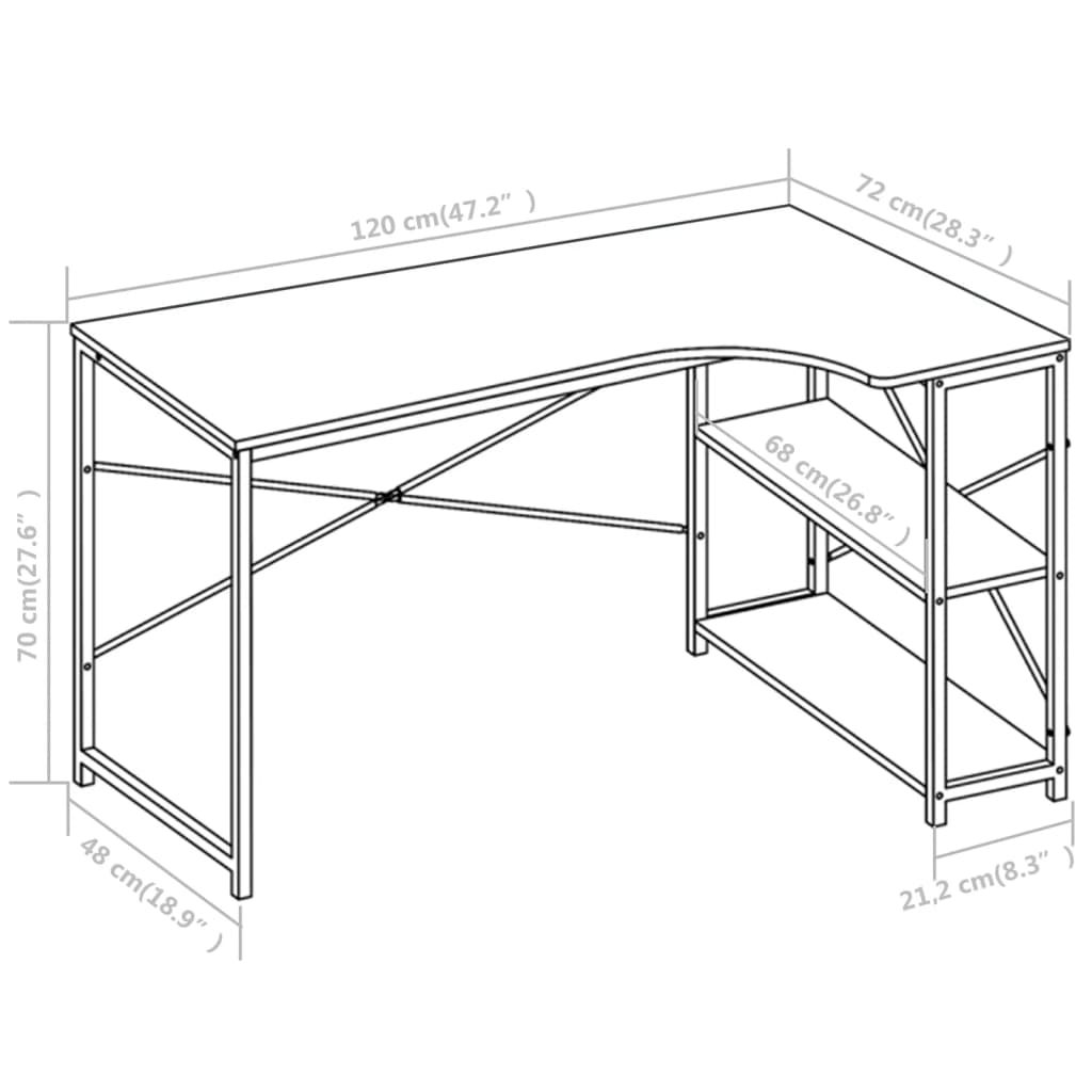 Γραφείο Υπολογιστή Μαύρο 120 x 72 x 70 εκ.