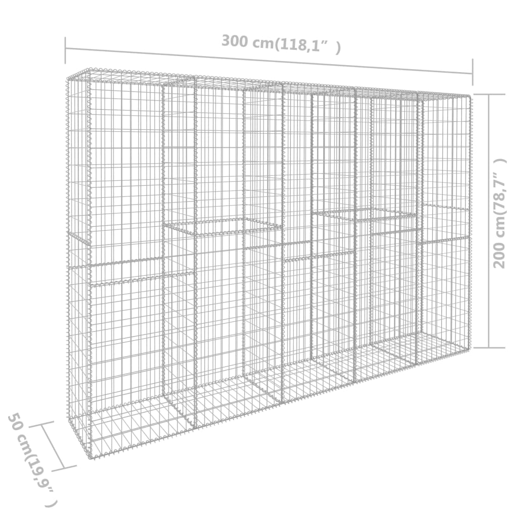 Συρματοκιβώτιο Τοίχος 300x50x200 εκ. Γαλβαν.Χάλυβας + Κάλυμμα - PAKOBAZAAR