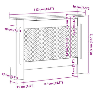 Κάλυμμα Καλοριφέρ Λευκό 112 x 19 x 81,5 εκ. από MDF - PAKOBAZAAR