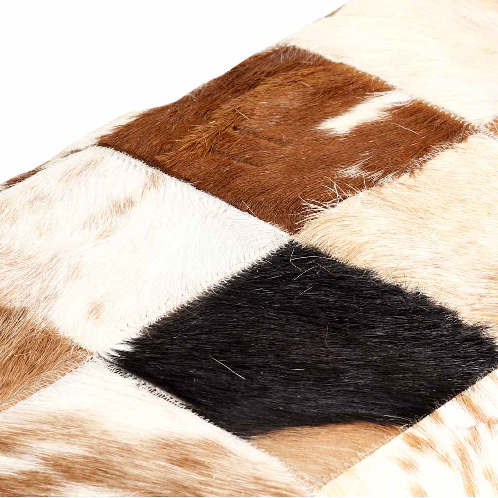 Πάγκος Patchwork Καφέ 160 εκ. από Γνήσιο Δέρμα Κατσίκας