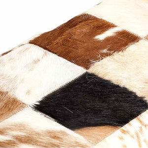 Πάγκος Patchwork Καφέ 110 εκ. από Γνήσιο Δέρμα Κατσίκας