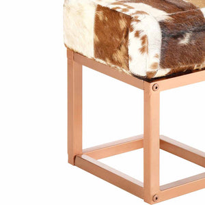 Πάγκος Patchwork Καφέ 110 εκ. από Γνήσιο Δέρμα Κατσίκας