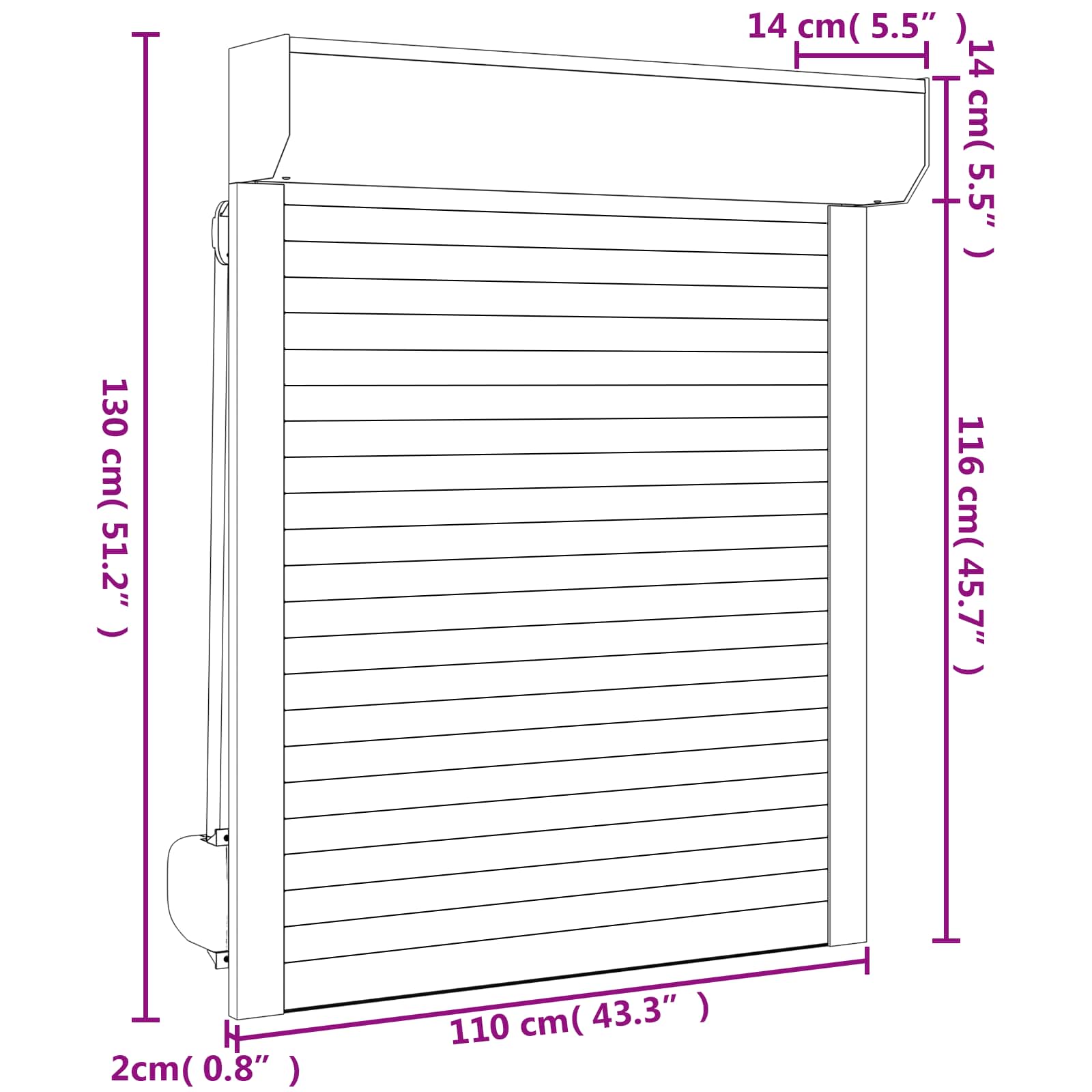 Ρολό εισόδου Λευκός 110 x 130 cm Αλουμίνιο και Πολυουρεθάνη - Pakobazaar