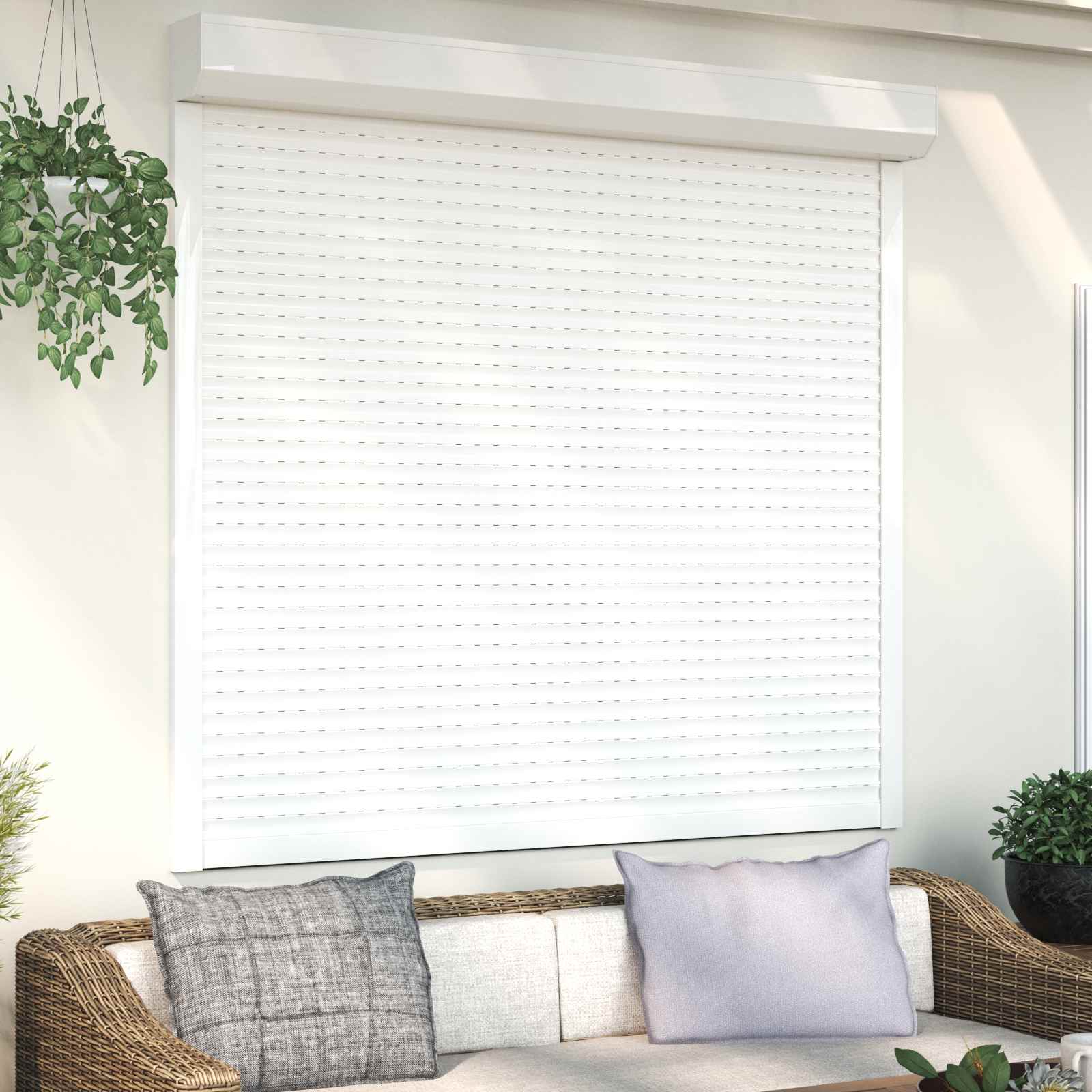 Ρολό εισόδου Λευκός 160 x 150 cm Αλουμίνιο και Πολυουρεθάνη - Pakobazaar