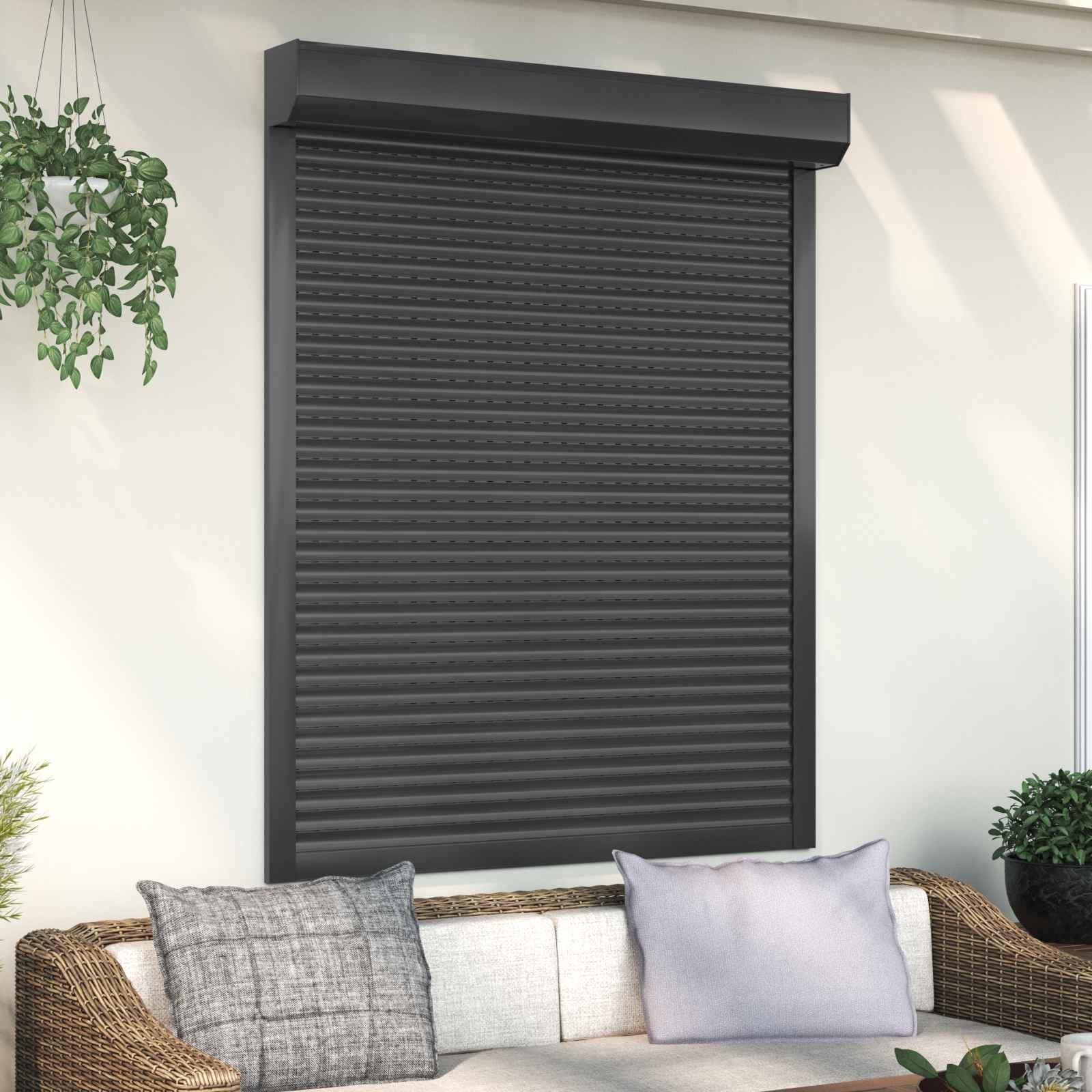 Ρολό εισόδου Ανθρακί 120 x 150 cm Αλουμίνιο και Πολυουρεθάνη - Pakobazaar