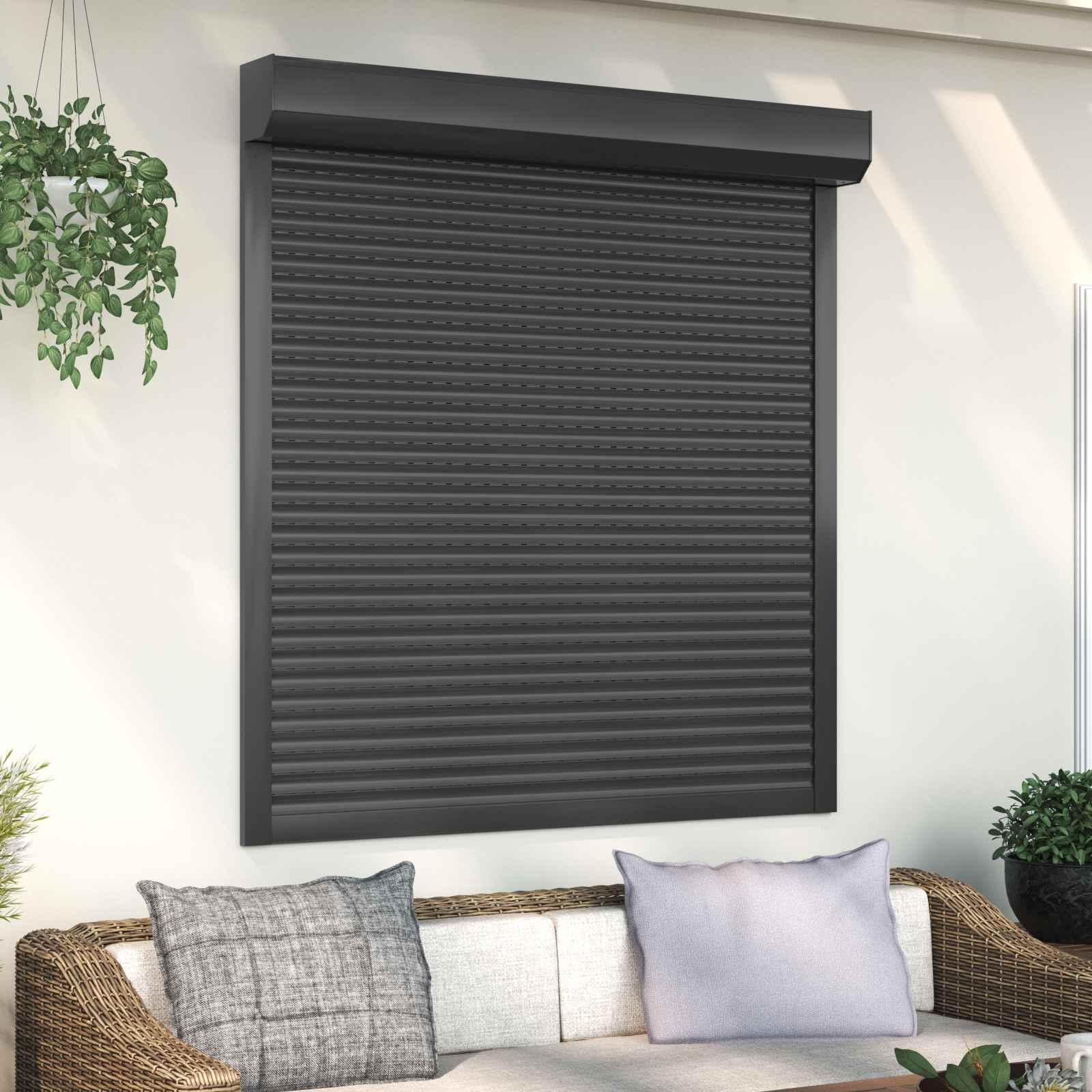 Ρολό εισόδου Ανθρακί 130 x 140 cm Αλουμίνιο και Πολυουρεθάνη - Pakobazaar