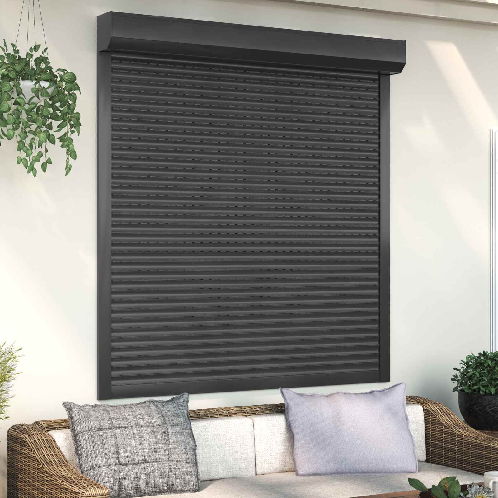 Ρολό εισόδου Ανθρακί 140 x 150 cm Αλουμίνιο και Πολυουρεθάνη - Pakobazaar