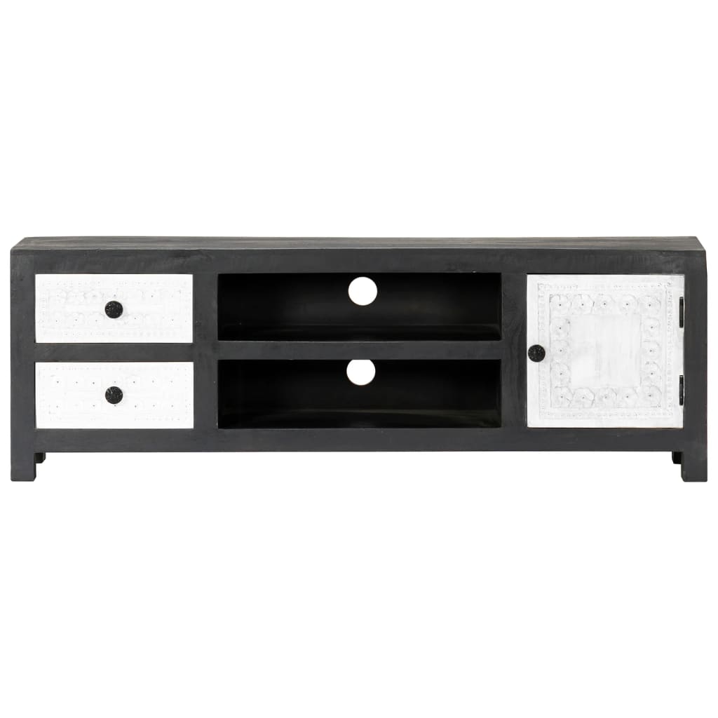 Έπιπλο Τηλεόρασης Σκαλιστό Γκρι/Λευκό 120x30x40 εκ Μασίφ Μάνγκο - PAKOBAZAAR