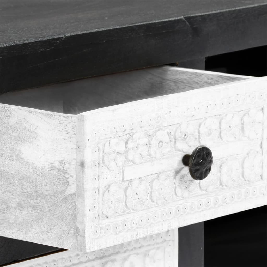 Έπιπλο Τηλεόρασης Σκαλιστό Γκρι/Λευκό 120x30x40 εκ Μασίφ Μάνγκο - PAKOBAZAAR