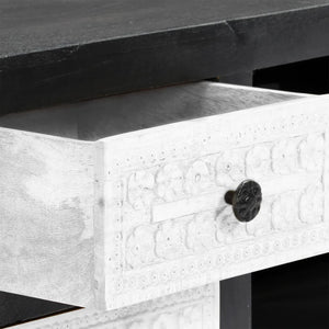 Έπιπλο Τηλεόρασης Σκαλιστό Γκρι/Λευκό 120x30x40 εκ Μασίφ Μάνγκο - PAKOBAZAAR