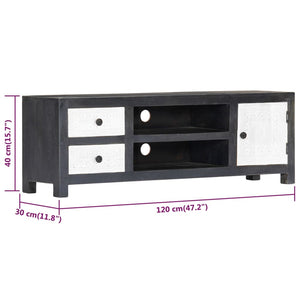 Έπιπλο Τηλεόρασης Σκαλιστό Γκρι/Λευκό 120x30x40 εκ Μασίφ Μάνγκο - PAKOBAZAAR