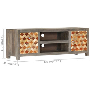 Έπιπλο Τηλεόρασης Γκρι 120x30x40 εκ. από Μασίφ Ξύλο Μάνγκο - PAKOBAZAAR