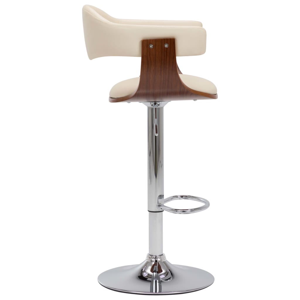 Σκαμπό Μπαρ 2 τεμ. Κρεμ από Λυγισμένο Ξύλο και Συνθετικό Δέρμα - PAKOBAZAAR