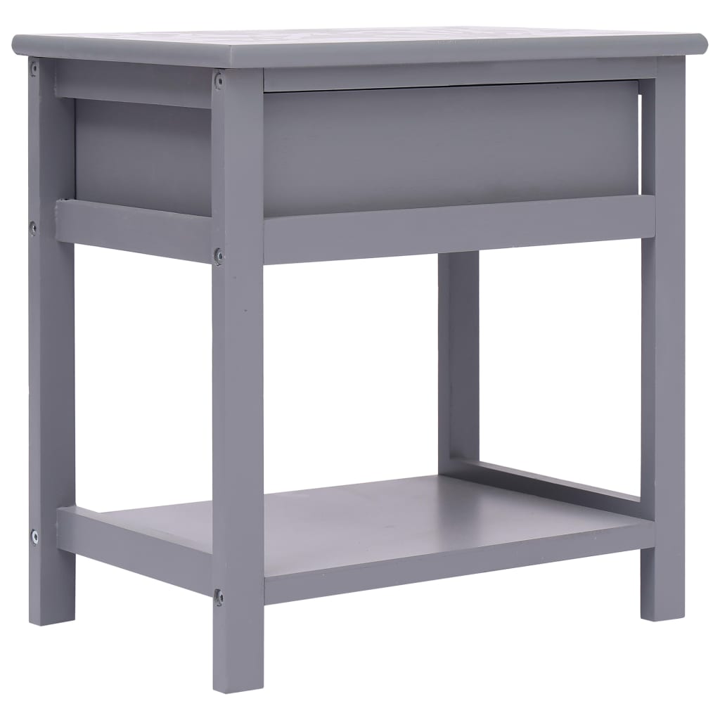 Κομοδίνο Γκρι 40 x 29 x 42 εκ. από Ξύλο Παυλώνιας - PAKOBAZAAR