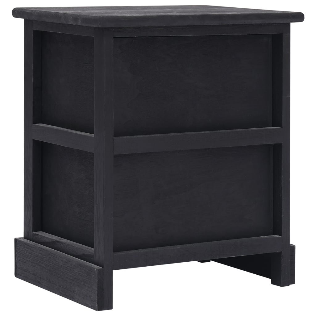 Κομοδίνο Μαύρο 38 x 28 x 45 εκ. από Ξύλο Παυλώνιας - PAKOBAZAAR