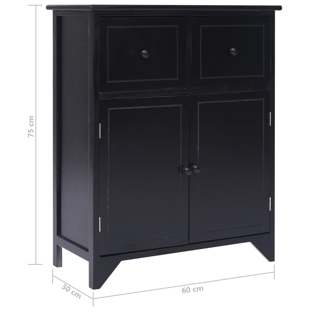 Βοηθητική Συρταριέρα Μαύρη 60x30x75 εκ. από Ξύλο Παυλώνιας - Pakobazaar