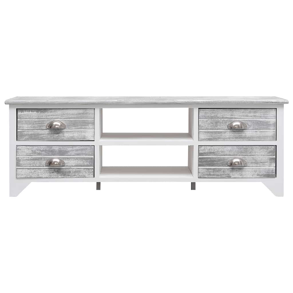 Έπιπλο Τηλεόρασης Λευκό/Γκρι 115x30x40 εκ. από Ξύλο Παυλώνιας