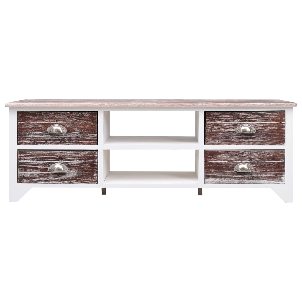 Έπιπλο Τηλεόρασης Λευκό/Καφέ 115 x 30 x 40 εκ. Ξύλο Παυλώνιας - Pakobazaar