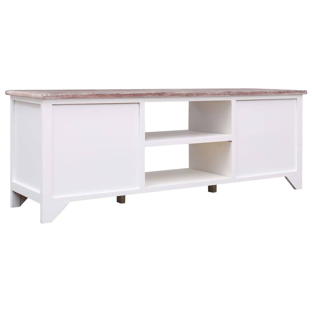 Έπιπλο Τηλεόρασης Λευκό/Καφέ 115 x 30 x 40 εκ. Ξύλο Παυλώνιας - Pakobazaar