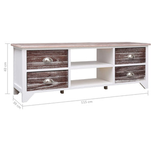 Έπιπλο Τηλεόρασης Λευκό/Καφέ 115 x 30 x 40 εκ. Ξύλο Παυλώνιας - Pakobazaar