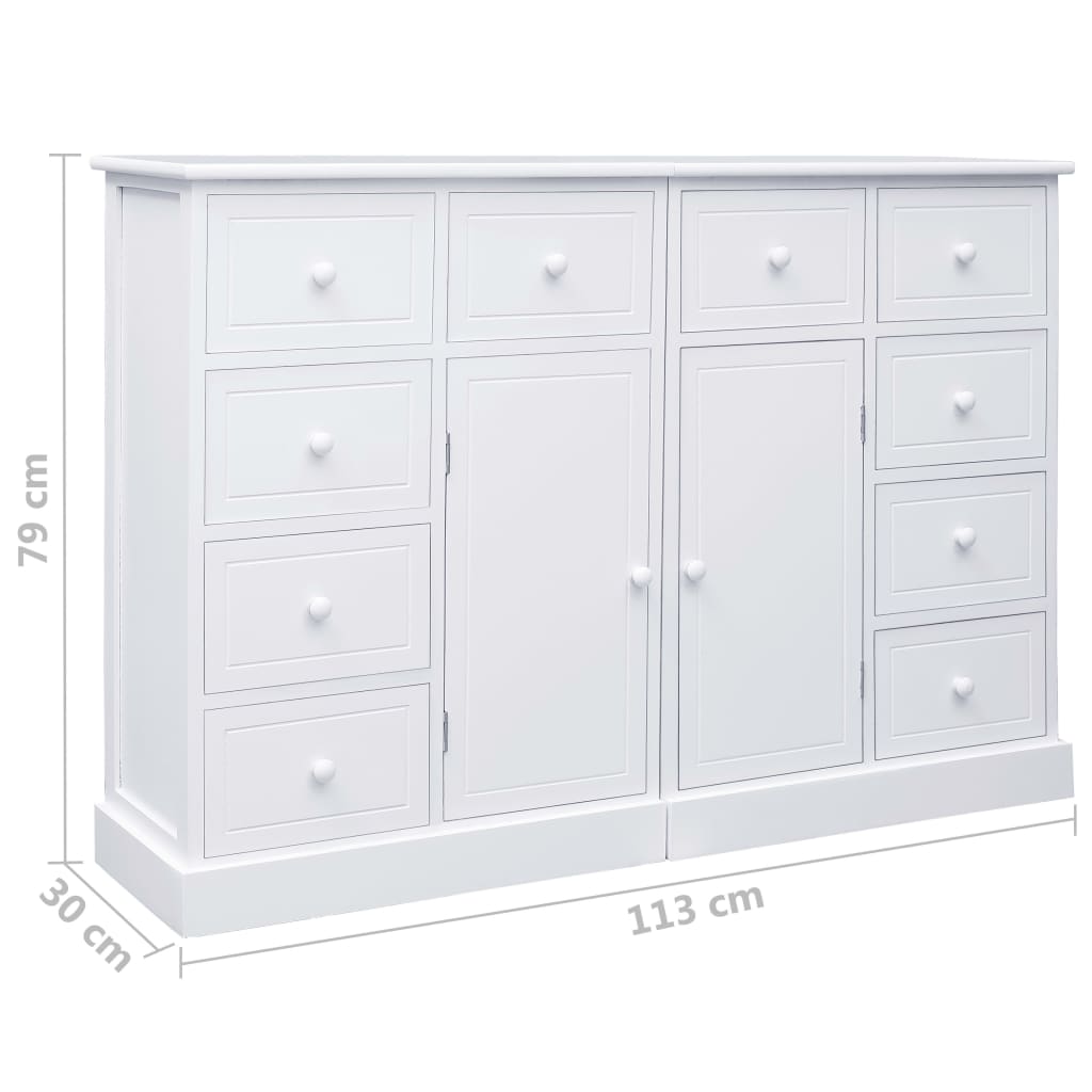 Ντουλάπι με 10 Συρτάρια Λευκό 113 x 30 x 79 εκ. από Ξύλο - Pakobazaar