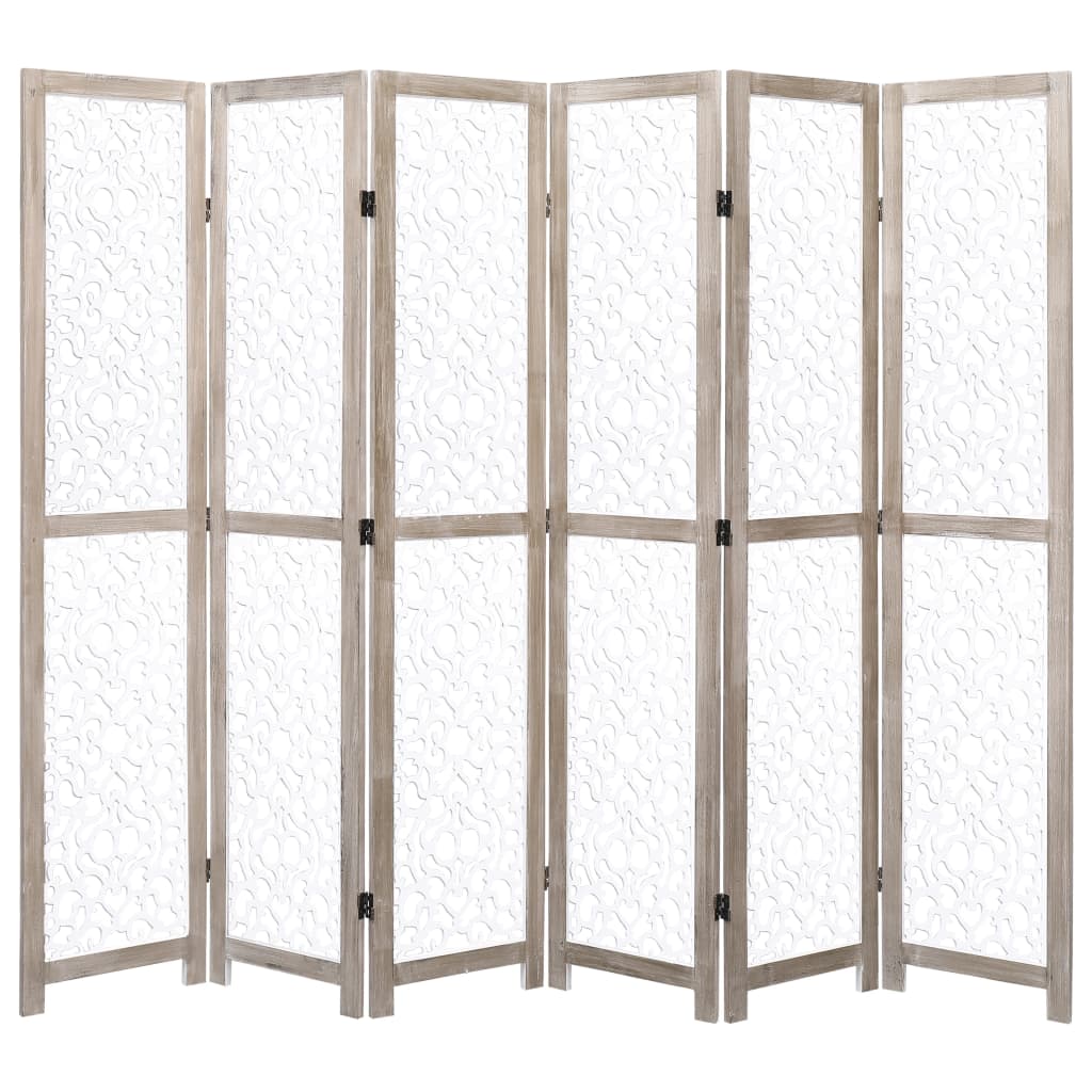 Διαχωριστικό Δωματίου με 6 Πάνελ Λευκό 210 x 165 εκ. Μασίφ Ξύλο