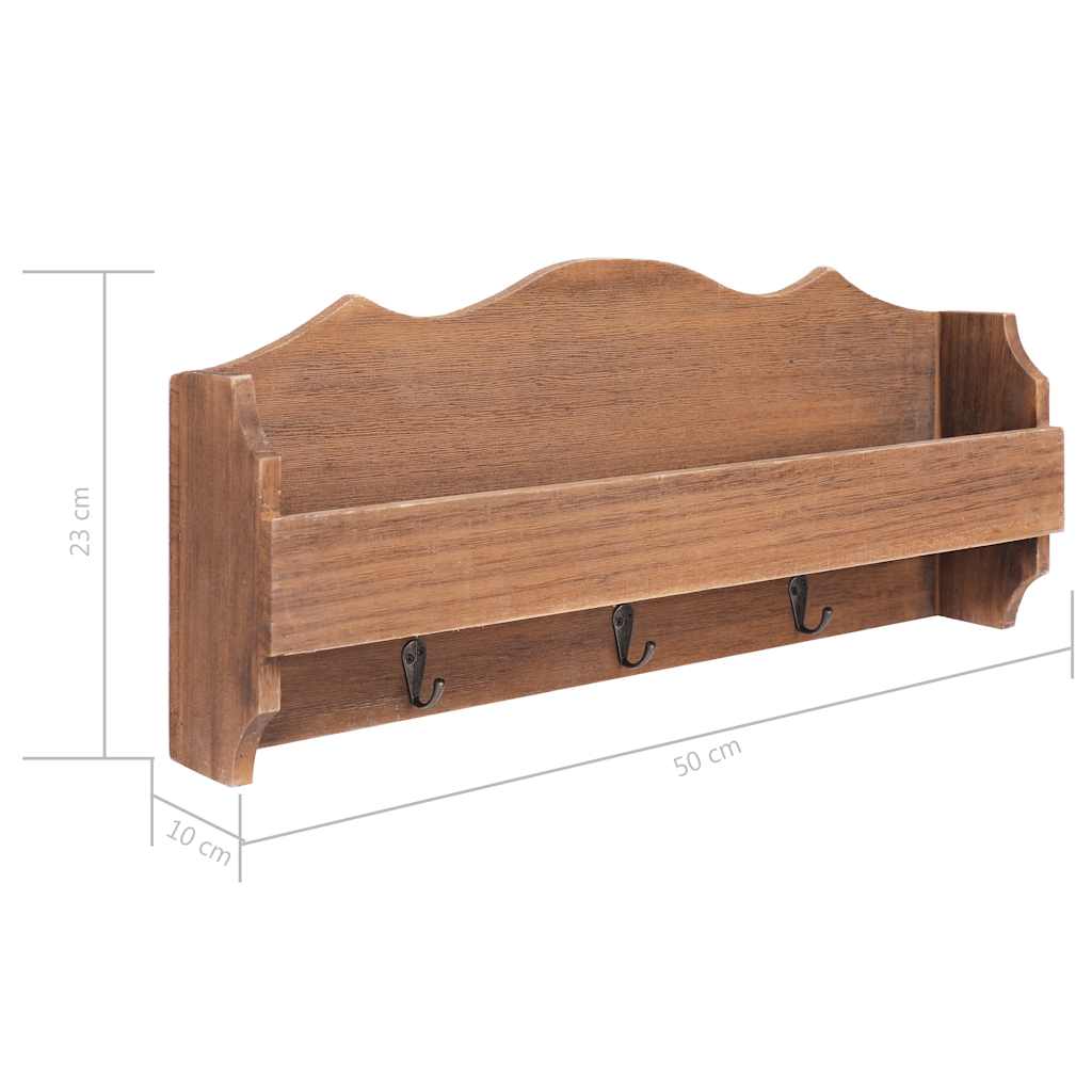 Κρεμάστρα Τοίχου Καφέ 50 x 10 x 23 εκ. Ξύλινη - Pakobazaar