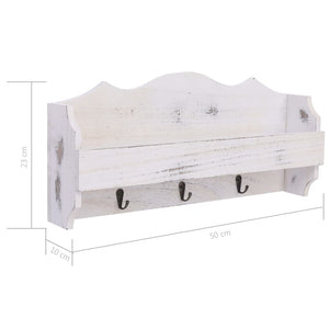 Κρεμάστρα Τοίχου Λευκή 50 x 10 x 23 εκ. Ξύλινη - PAKOBAZAAR
