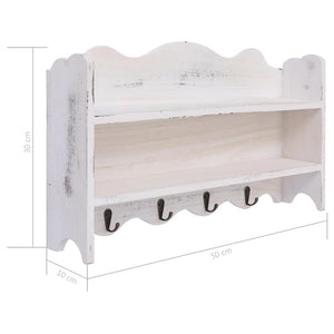 Κρεμάστρα Τοίχου Λευκή 50 x 10 x 30 εκ. Ξύλινη - PAKOBAZAAR