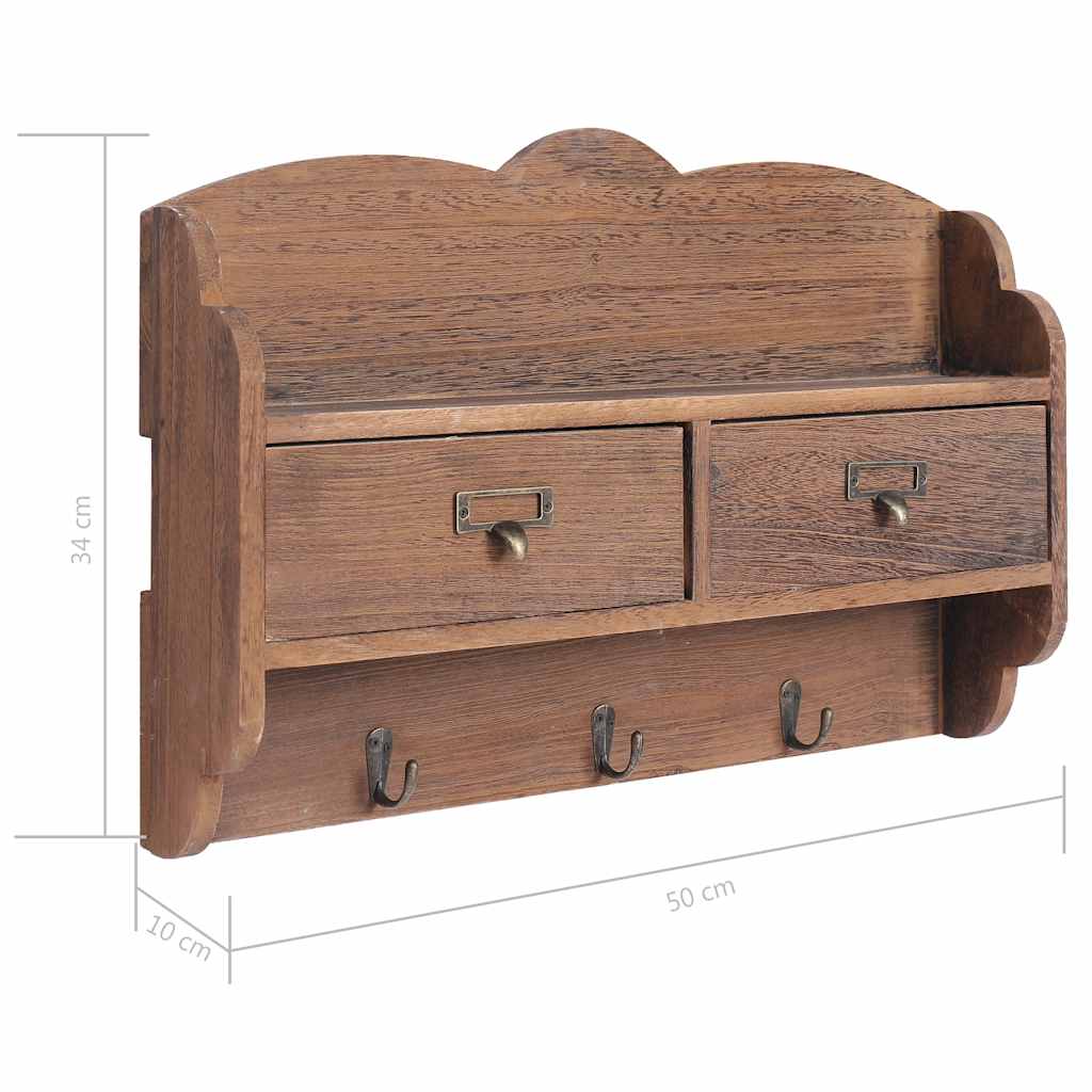 284237  Wall Mounted Coat Rack Brown 50x10x34 cm Wood