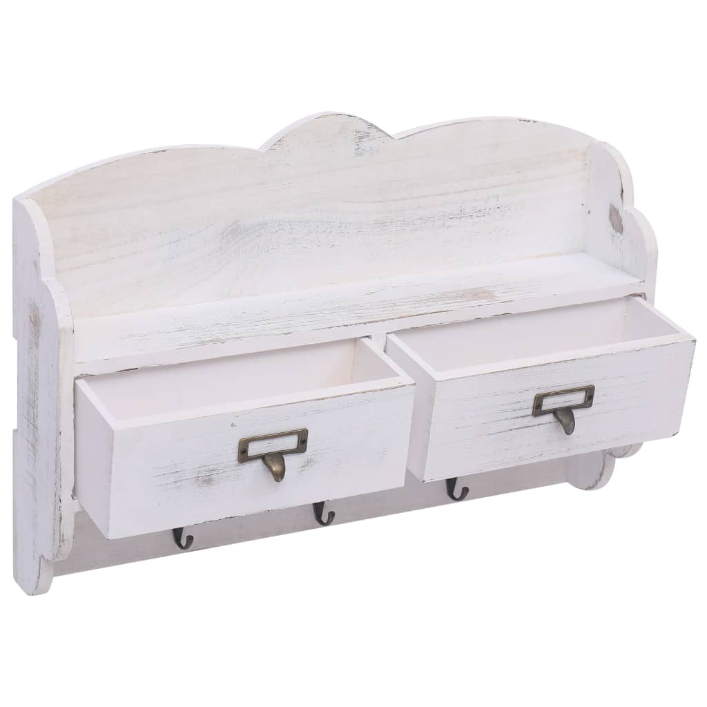 Κρεμάστρα Τοίχου Λευκή 50 x 10 x 34 εκ. Ξύλινη - PAKOBAZAAR