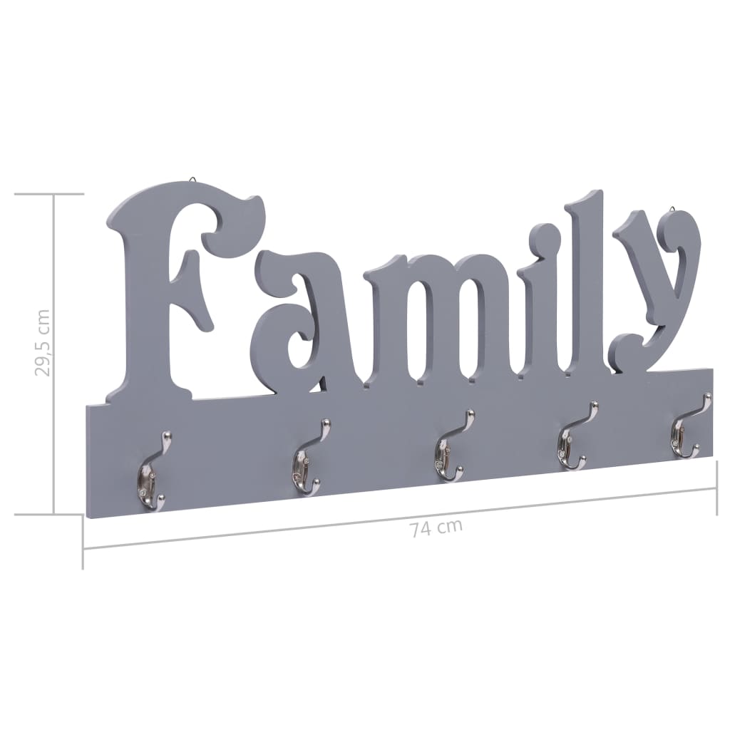 Κρεμάστρα Τοίχου «FAMILY» Γκρι 74 x 29,5  εκ. - PAKOBAZAAR