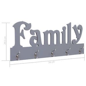Κρεμάστρα Τοίχου «FAMILY» Γκρι 74 x 29,5  εκ. - PAKOBAZAAR
