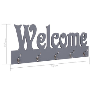 Κρεμάστρα Τοίχου «WELCOME» Γκρι 74 x 29,5  εκ. - PAKOBAZAAR