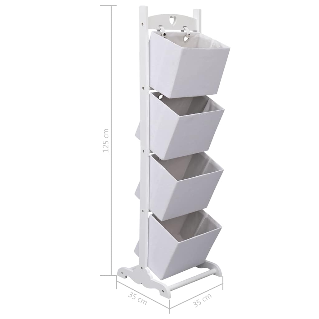 Ραφιέρα Αποθήκευσης με 4 Καλάθια Λευκή 35 x 35 x 125 εκ. Ξύλο