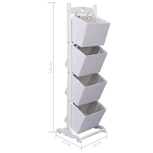 Ραφιέρα Αποθήκευσης με 4 Καλάθια Λευκή 35 x 35 x 125 εκ. Ξύλο