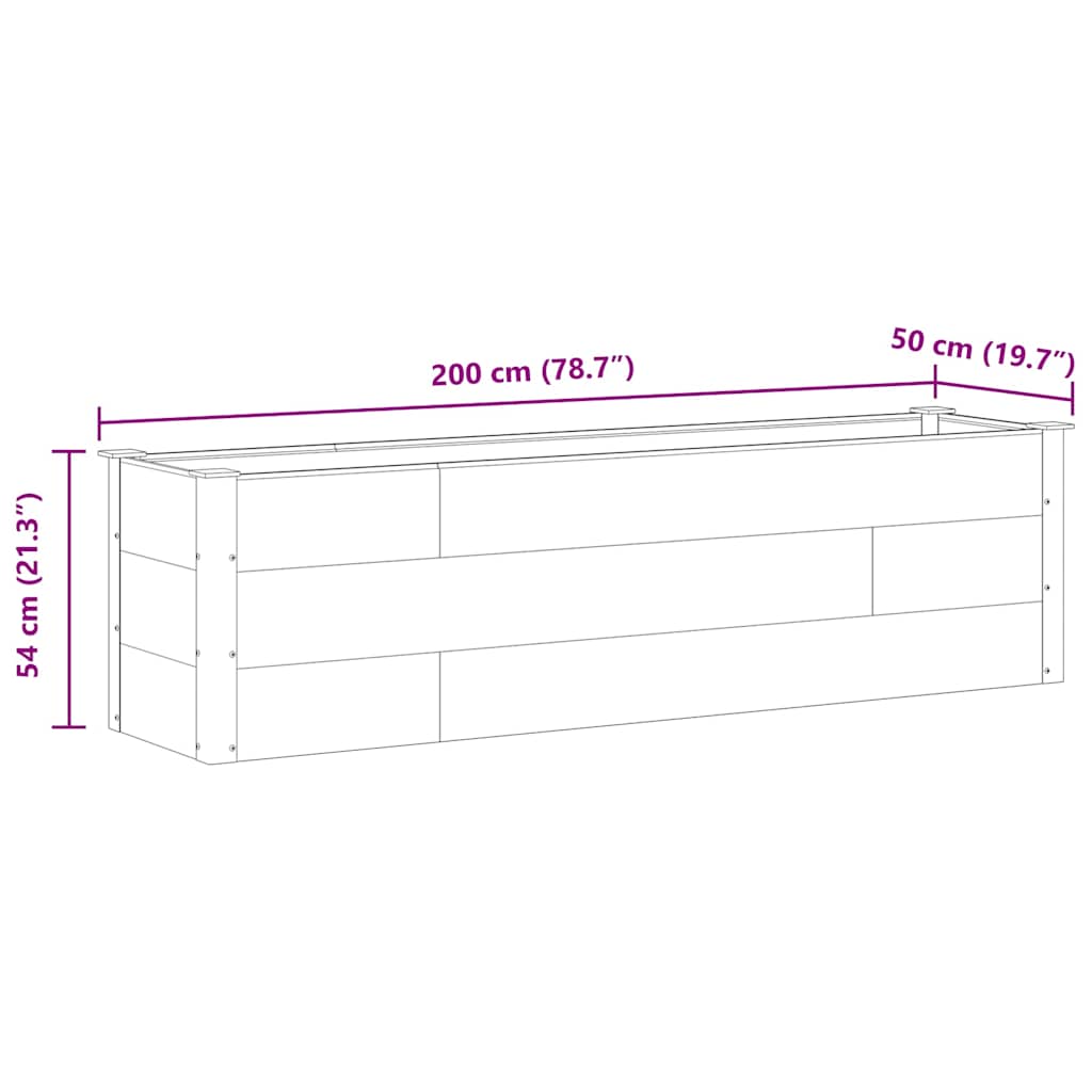 Ζαρντινιέρα Υπερυψωμένη Γκρι 200 x 50 x 54 εκ. από WPC