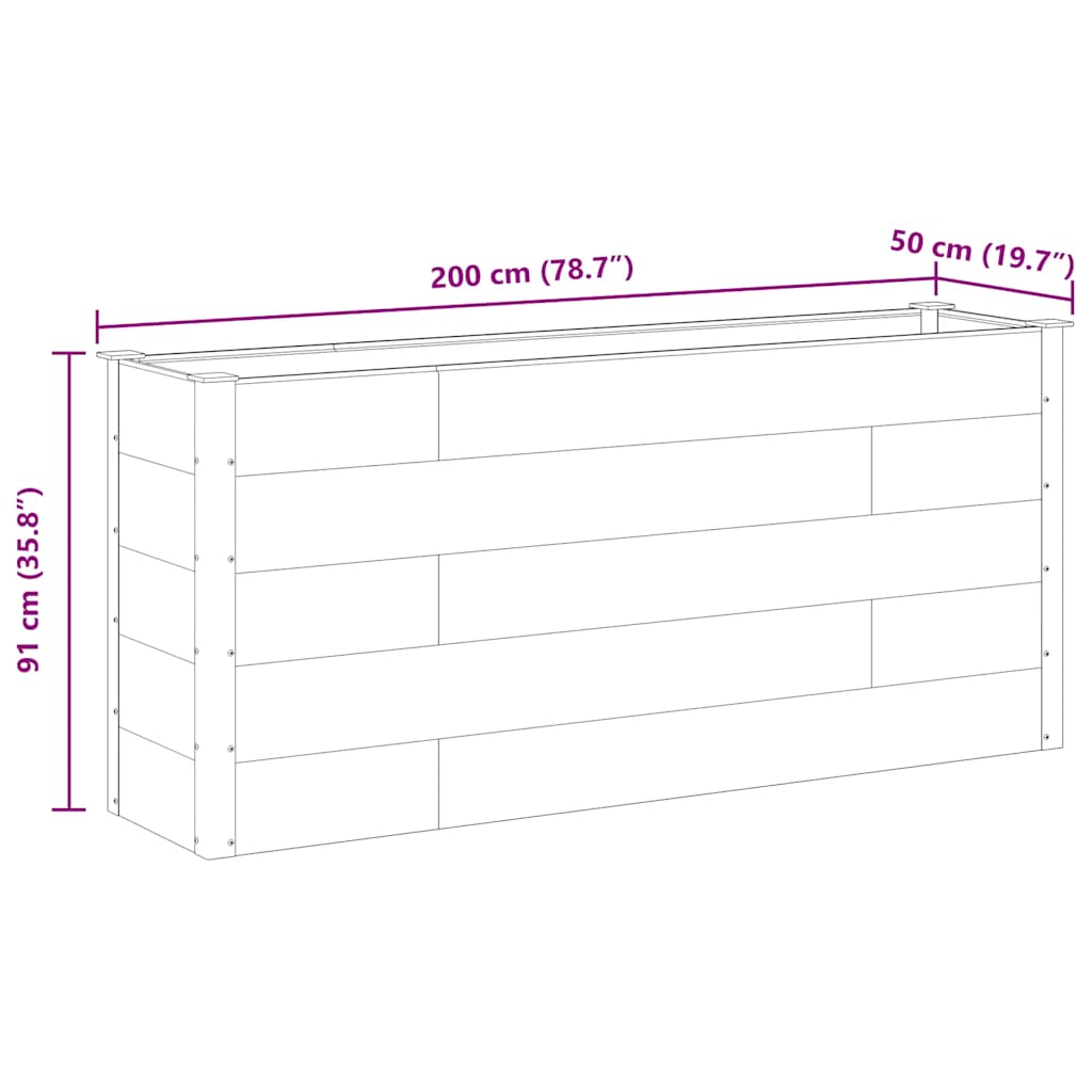 Ζαρντινιέρα Υπερυψωμένη Γκρι 200 x 50 x 91 εκ. από WPC