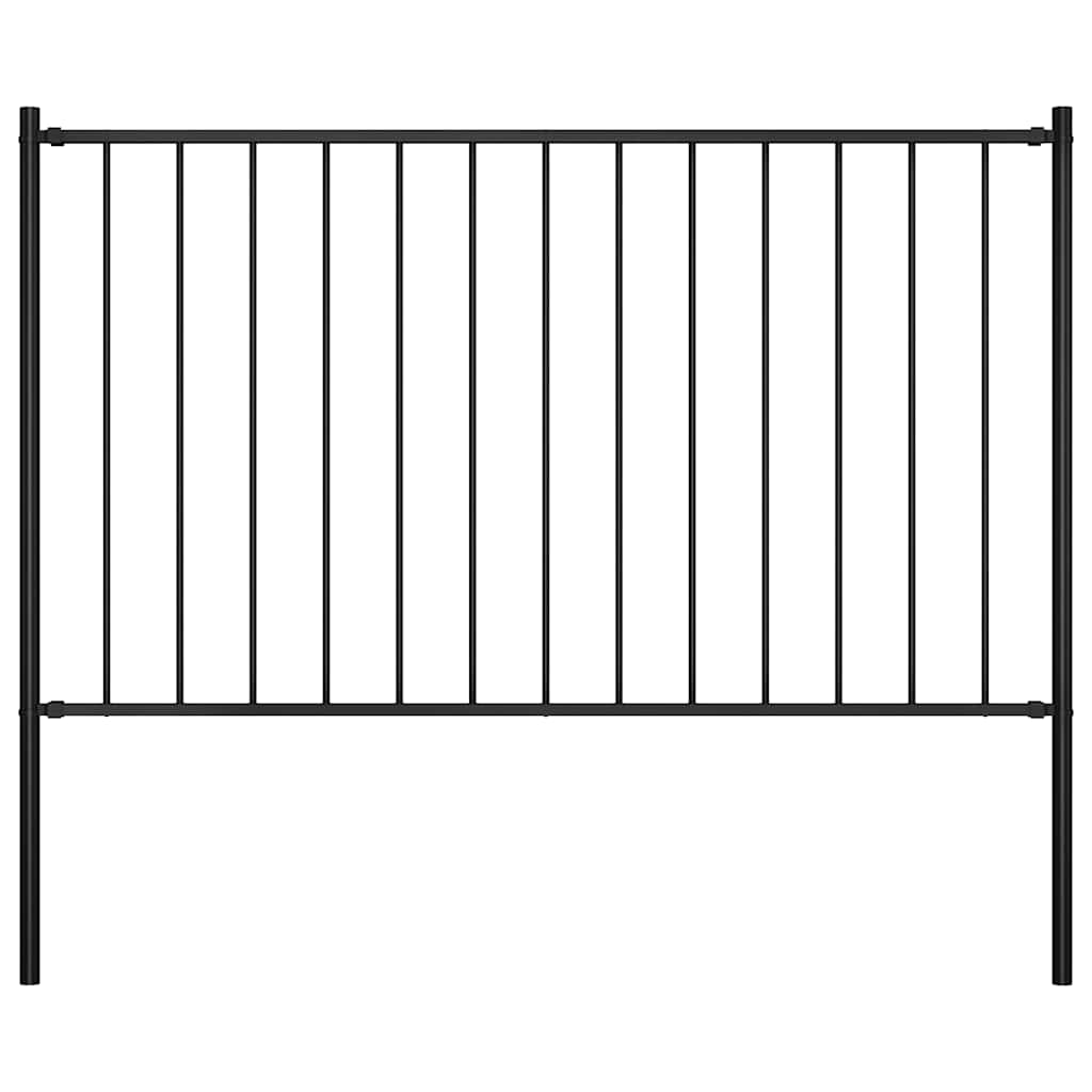 Πάνελ Περίφραξης με Στύλους από Ατσάλι με Ηλεκτροστατική Βαφή 1,7x0,75 μ. Μαύρο - PAKOBAZAAR