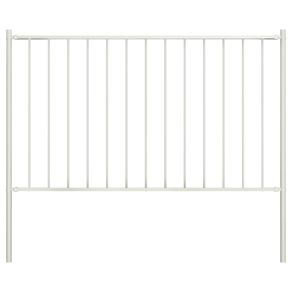 Πάνελ Περίφραξης με Στύλους από Ατσάλι με Ηλεκτροστατική Βαφή 1,7x0,75 μ. Λευκό - PAKOBAZAAR