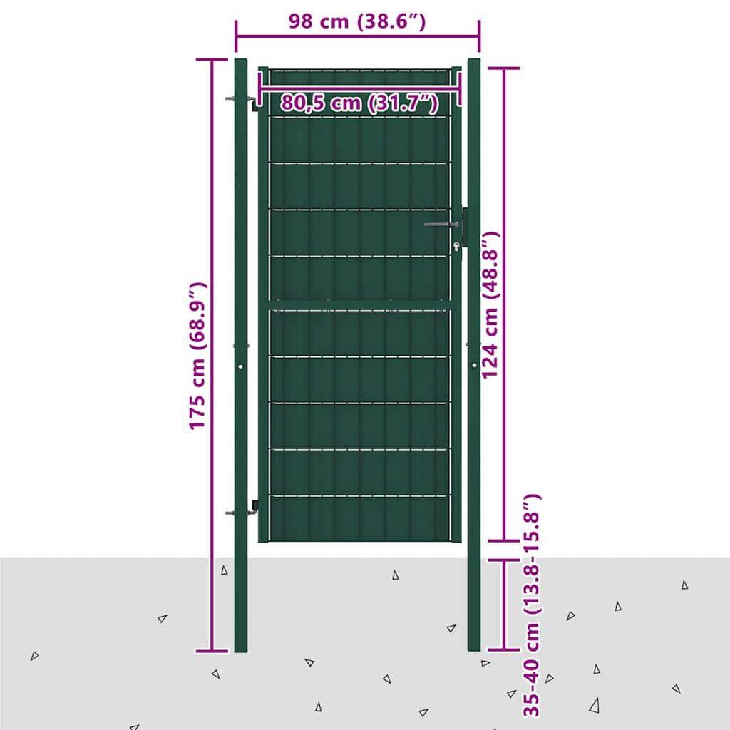 Πόρτα Περίφραξης Πράσινη 100x124 εκ. από PVC και Ατσάλι - Pakobazaar