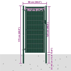 Πόρτα Περίφραξης Πράσινη 100x124 εκ. από PVC και Ατσάλι - Pakobazaar