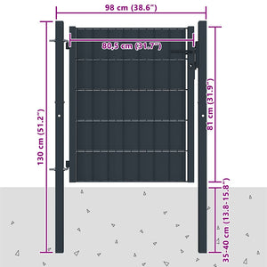 Πόρτα Περίφραξης από PVC και Ατσάλι Ανθρακί 100x81 εκ. - PAKOBAZAAR