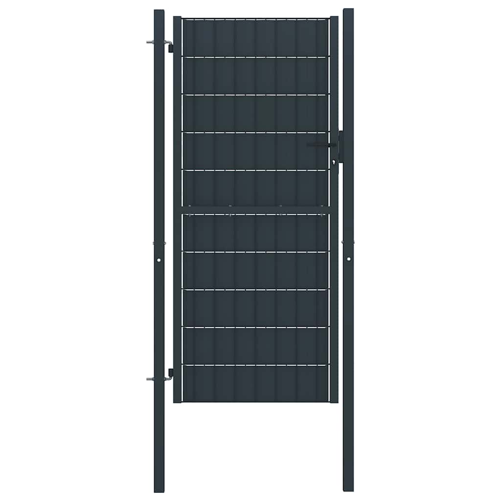 Πόρτα Περίφραξης από PVC και Ατσάλι Ανθρακί 100x204 εκ. - Pakobazaar