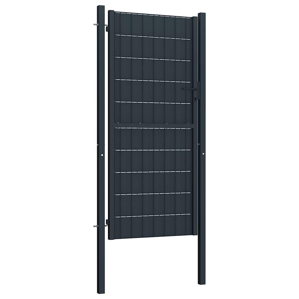 Πόρτα Περίφραξης από PVC και Ατσάλι Ανθρακί 100x204 εκ. - Pakobazaar