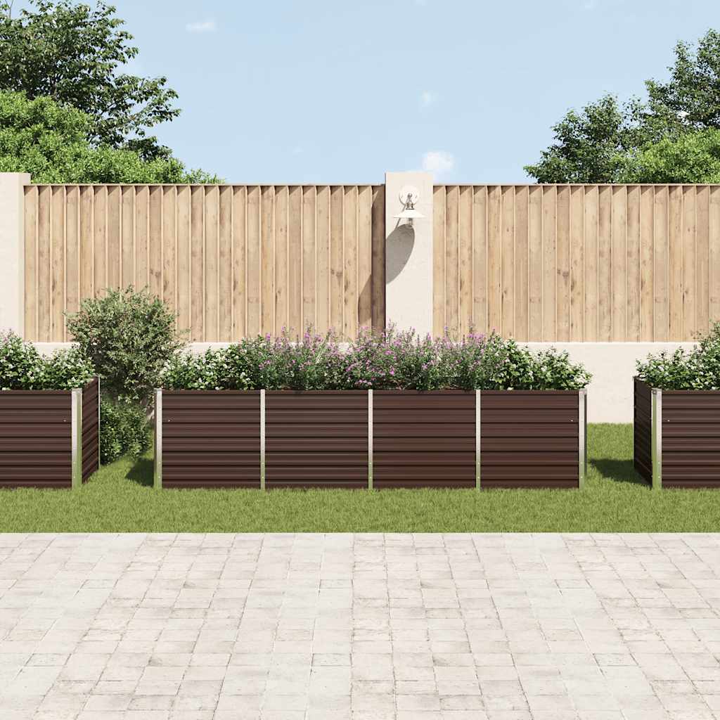 Ζαρντινιέρα Υπερυψωμένη Καφέ 320x80x77 εκ. Γαλβανισμ. Χάλυβας