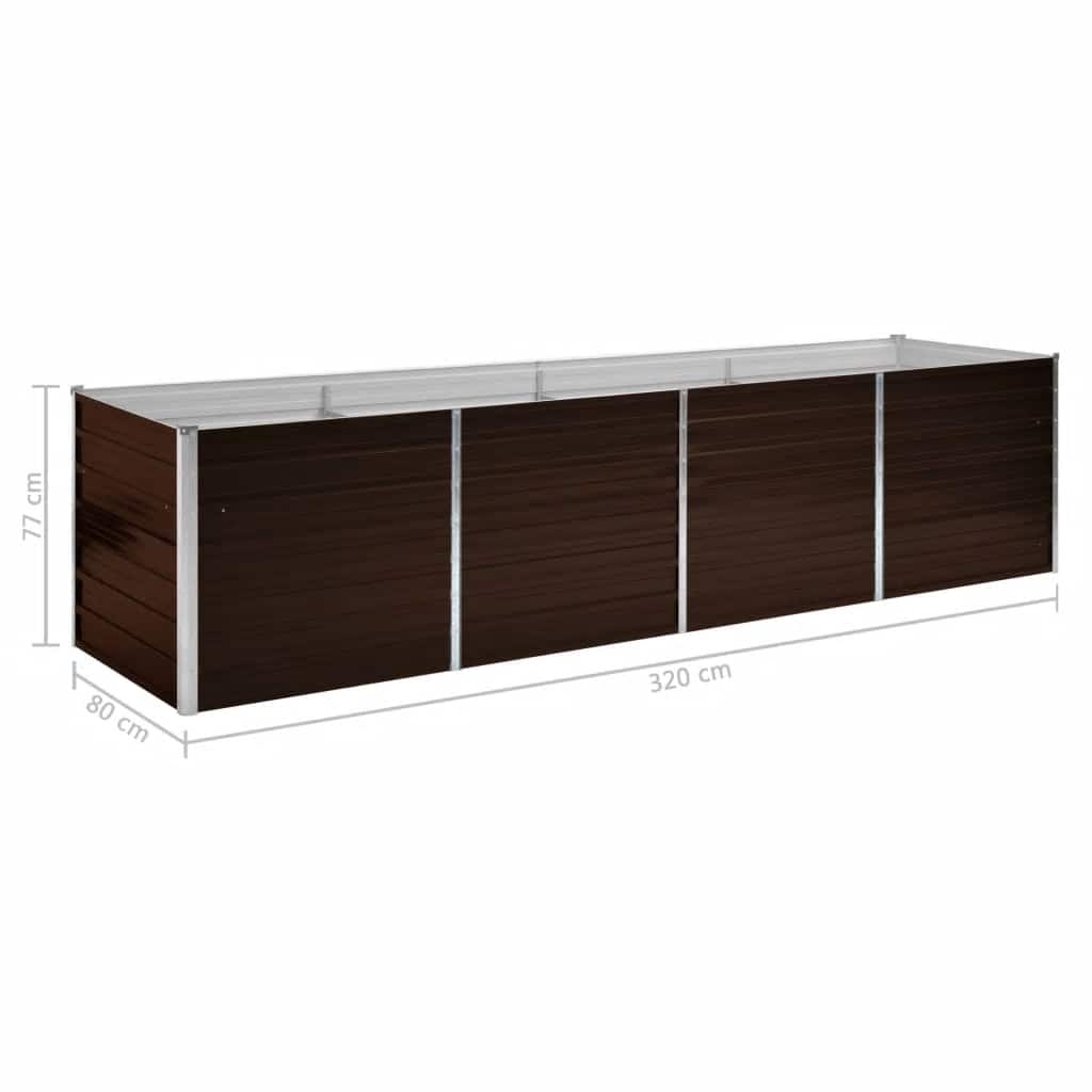 Ζαρντινιέρα Υπερυψωμένη Καφέ 320x80x77 εκ. Γαλβανισμ. Χάλυβας